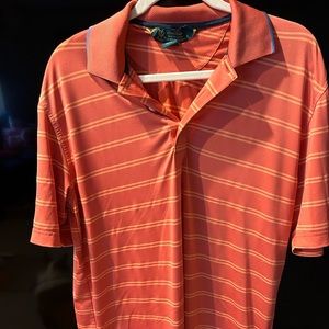 Brooks Brothers St. Andrews Links Striped Golf Polo — Mens Medium